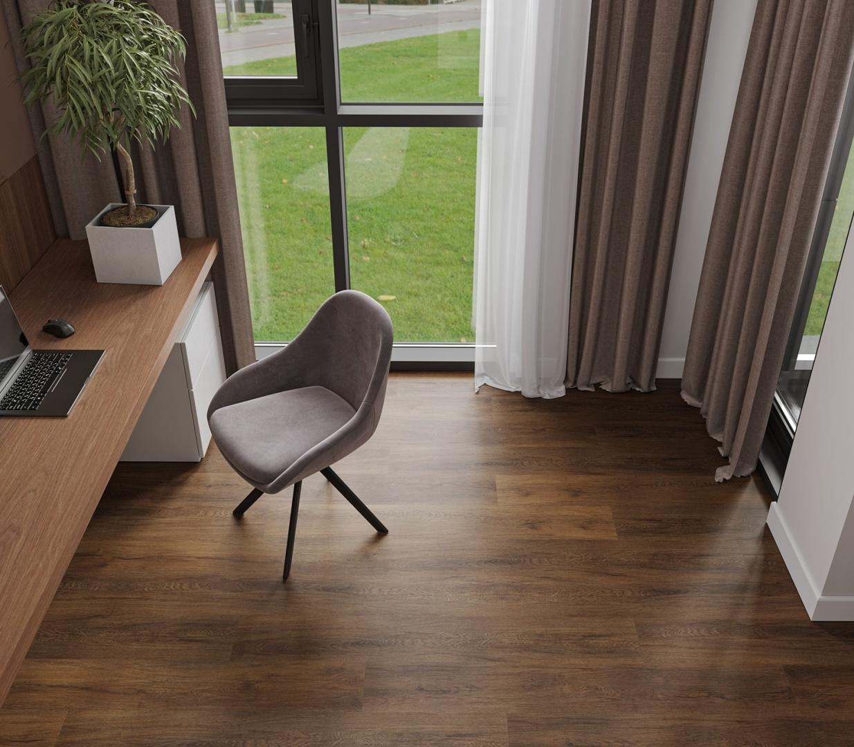 Кварцвиниловая плитка Alpine Floor клеевая Ultra Дуб Казимир ЕСО 5-40 1219,2×184,15×2 фото в интерьере